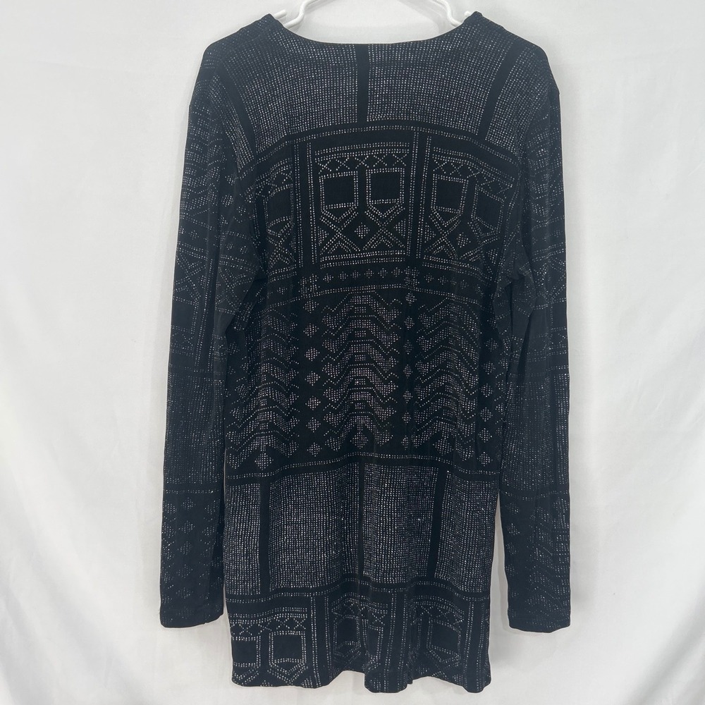 Rabbit Rabbit Rabbit Designs Black Silver Geometric Glitter Cardigan Top - Picture 5 of 5